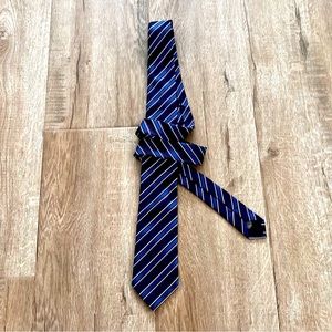 BOSS Hugo BOSS‎ Blue Striped Made In Italy Tie Excellent Condition